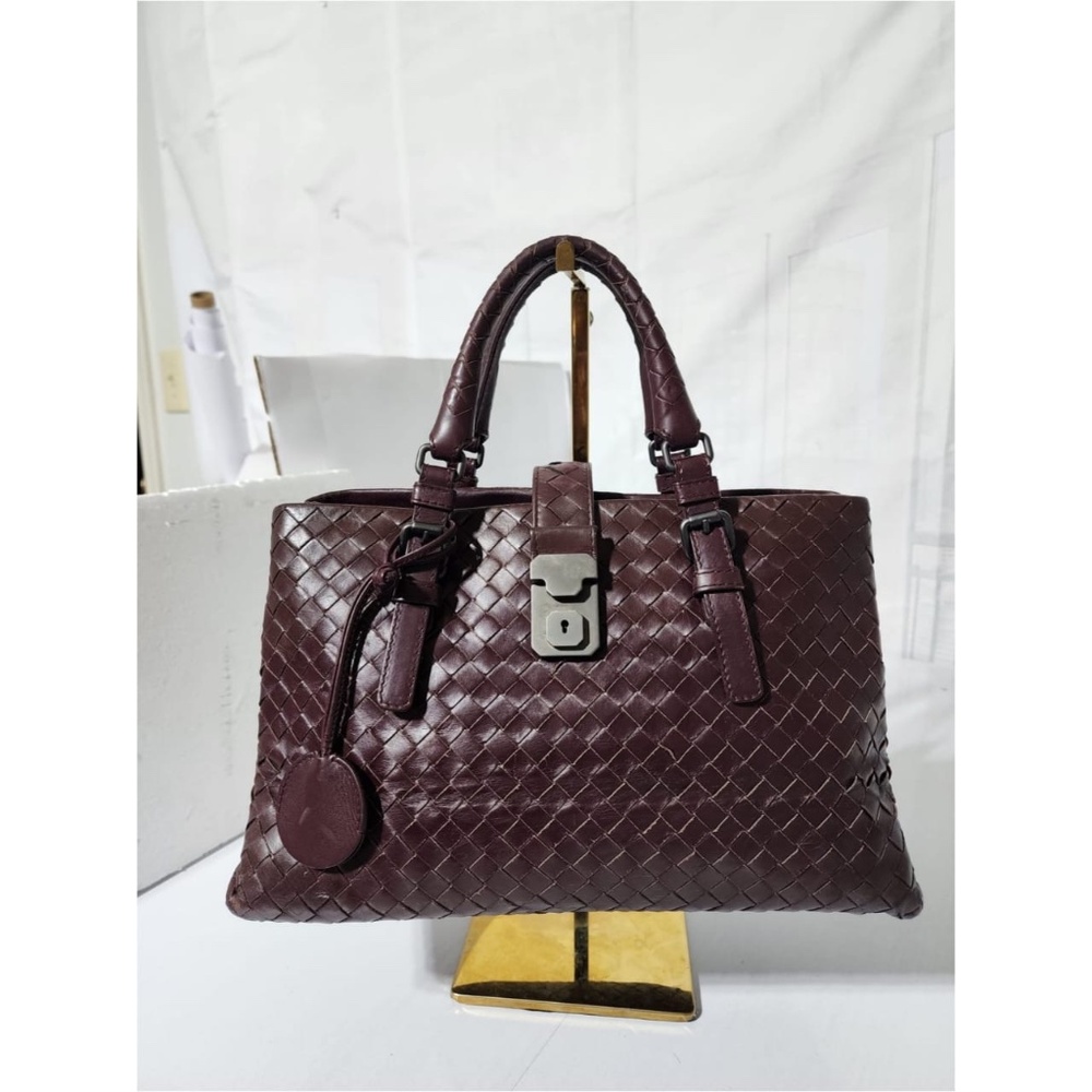 SOLD***Authentic BOTTEGA VENETA Nappa Intrecciato Small Roma Tote Bag Burgundy - Picture 15 of 16
